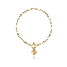 "\"14k Gold Rolo Link Bracelet w/ Puffy Heart Charm | Dainty Belcher Chain Gold Bracelet, Sailor Lock Clasp, Minimalist Gift | Gift for Her\" ◖ P R O P E R T I E S ◗ * Material: 14k Gold * Weight #1: 2,8gram (for 7\", with charm, ±5%) * Weight #2: 5,9gram (for 7\", with charm, ±5%) Contact me if you are unsure about length. Photos belong to the #1 Small Rolo Bracelet ◖ D I O N J E W E L ◗ ‣ 14K REAL GOLD ‣ EXPRESS DELIVERY IN 1-3 DAYS* ‣ HANDMADE ONLY FOR YOU, NO USED JEWELRY ‣ GIFT BOX AND OTHE Everyday Yellow Gold Heart Charm Bracelet, Valentine's Day Heart Charm Bracelet With Heart Pendant, Everyday Charm Bracelet With Heart Pendant, Heart Pendant Bracelet With Charm, Heart Charm Bracelets With Heart Pendant, Everyday Heart Pendant Bracelet With Charm, Gold Bracelet With Heart Charm For Gift, Heart-shaped Chain Bracelet With Lobster Clasp As Gift, Heart Bracelet With Lobster Clasp For Valentine's Day