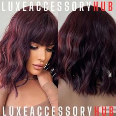 🌟 Welcome to our store! You can enjoy creating a different style at any time with our LuxeWigHub Wigs. ️ Features:Heat-Resistant Color:Burgundy Type:Bangs Wig Cap Type:Rose Mesh Net Crowd:Women Hairstyle:Medium Wigs Theme:Party Curl:Small to Medium Curls Dye/Bleach/Perm:Perm, Dye, Bleach Heat Tolerence:150℃ Material:High Temperature Fiber  LuxeWigHub offers quality hair imitations at affordable prices. Each wig is made from carefully selected high-quality materials and meticulously prepared wit Medium Wigs, Colorful Wigs, Medium Curls, Bangs Wig, Wavy Wigs, Long Hair Wigs, Bangs Short, Short Hair Wigs, Burgundy Hair