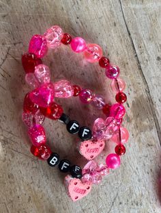 Valentine's Day themed Bff bracelets with a LOVE heart charm, for the little girls who are best friends forever Elastic, one size fits all perfect for gifting and for playdate give-away 2 Bff, Bracelets Bff, Bff Bracelets, Best Friends Forever, Friends Forever, A Love, Heart Charm, Greece, Jewelry Bracelets