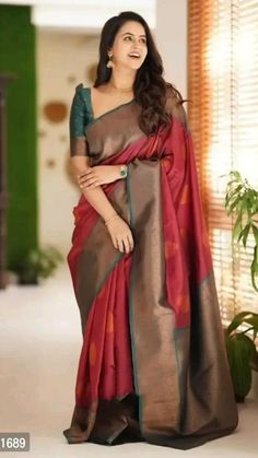 Simple Saree Designs, Sari Design, Simple Sarees, Silk Saree Blouse Designs, Elegant Blouse Designs, Saree Blouse Designs Latest