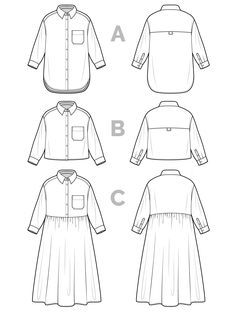 the front and back views of an unisex women's dress with long sleeves