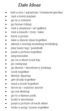 Date Ideas Checklist, Cute Hangout Ideas With Boyfriend, Writing Dates Ideas, 222 Date Idea, Creative Date Night Ideas Activities, First Date Checklist, Future Date Ideas, 1 Month Date Ideas, Cool Date Ideas Couples