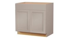 a white cabinet with two doors and drawers