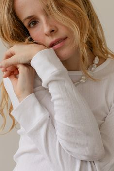 Crafted from 100% Organic Cotton, The Pointelle Long Sleeve features a slim fit, crew neckline, pointelle detailing, and baby rib cuffs. Made in Los Angeles Textured Jacket, 21st Dresses, A Perfect Circle, Create Outfits, Organic Cotton Fabric, Lulu Dresses, Ulla Johnson, Dream Wardrobe, Infant Tees