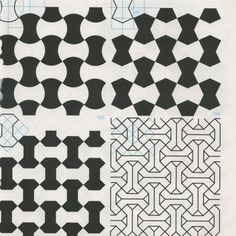 four different patterns are shown in black and white, each with an individual's own design