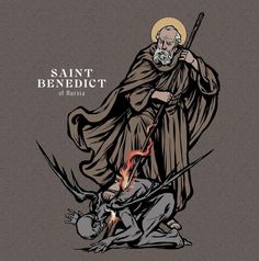 an image of saint benedict and the devil