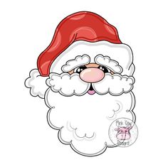 a cartoon santa claus face with a red hat and beard on it's head