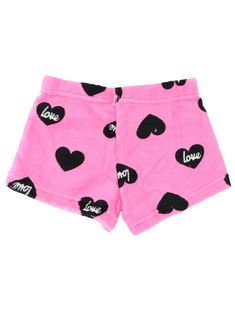 Cute Pajama Shorts For Pajama Party, Cute Pajama Party Shorts, Cute Shorts With Elastic Waistband For Loungewear, Trendy Short Bottoms For Playwear, Cozy Pink Bottoms For Bedtime, Cozy Pink Bedtime Bottoms, Pink Heart Print Bottoms For Loungewear, Playful Pink Pajama Shorts, Cute Bedtime Shorts