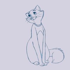 a drawing of a cat that is sitting down