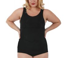 InstantFigure Curvy Tank and Brief Bodysuit is seamless under any outfit. It does not rid up or wrinkle under tight or loose clothing. It provides compression and coverage from chest to hips, firming your hips, giving you a nice curvy shape. The compression material covers love handles and smooths out bumps. The material is a blend of nylon and spandex that comfortably hugs your body. There is a hooky and eye with gusset built in to the bodysuit. This allows for convenience when going to the res Plus Size Bodysuit, Bodysuit Shapewear, Bridal Tops, Loose Clothing, Tank Bodysuit, Fashion Bottoms, Curvy Plus Size, Love Handles, Activewear Fashion