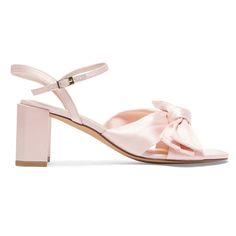 Seamlessly blending elegance and femininity, AURORA by Sandler showcases a chic heeled sandal designed for special occasions. Resting on a geometric block heel, the front strap is gracefully finished with a bow detailing that highlights its lustrous satin finish. Take yours out under cocktail dresses and silk skirts. Approx. 6.5cm heel height Synthetic upper Synthetic lining Synthetic sole Standard fit (B-fit) Light Pink Heels Prom, Heels For Pink Dress, Prom Shoes Low Heeled, Pink Heels With Bow, Pink Prom Shoes, Preppy Heels, Baby Pink Heels, Pink Bow Heels, Hoco Heels