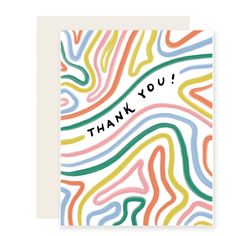 Happy Lines Thank You Card - Freshie & Zero Thank U Cards, Happy Birthday Cards Diy, Cute Thank You Cards, Birthday Card Drawing, Handmade Thank You Cards, Bday Cards, Cute Birthday Cards, Birthday Card Design