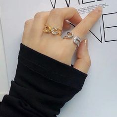 [MATERIAL]: Yellow brass with real 18k gold plated. Our ring will not tarnish or turn green. [RING SIZE]: Adjustable to fit US6 to US8 sizes. Clean Sterling Silver, Gold And Silver Rings, Silver Stacking Rings, Zircon Ring, Minimalist Rings, Jewelry Cleaner, Quality Diamonds, Safety Pin, Stacking Rings