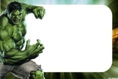 an image of the incredible hulk in front of a white sign with space for text