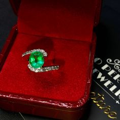 "ENJOY OUR WORRY-FREE SERVICE AND THE DAZZLING, GENUINE JEWELRY WE DESIGN AND HANDCRAFT WITH LOVE❤️ ABOUT THE ITEM: This ring is the perfect combination of elegance, simplicity, and INVESTMENT VALUE! With a CLEAN 1.25 carats, VIVID COLOMBIAN GREEN emerald, and 18 extremely sparkling diamonds. The ring was deliberately designed and handcrafted by our boutique's in-house goldsmiths. You will love this gorgeous piece as much we do. And people will absolute adore it once they see the sparkle and the Emerald Ring With Diamond Cut As A Gift, White Gold Emerald Ring With Asscher Cut For Gift, White Gold Brilliant Cut Emerald Ring For Proposal, Luxury Diamond Cut Emerald Ring As Gift, Luxury Emerald Ring With Diamond Cut For Gift, Luxury Emerald Ring With Diamond Cut As Gift, White Emerald Diamond Ring Gift, Dazzling Diamond Emerald Ring, Gia Certified Emerald Ring For Gift