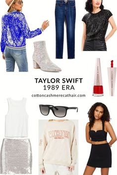 taylor swift's outfits and accessories are featured in this ad for her new clothing line