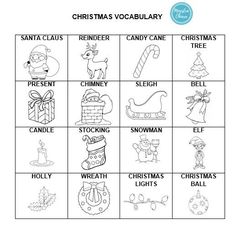 christmas vocably worksheet for kids with pictures and words to print out