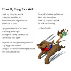 the poem is written in english and has an image of a dog on it's back