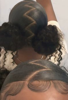 Hoco Hairstyles Naturally Curly Hair, Zig Zag Wig Part, 2 Buns On Natural Hair, Zig Zag Part Hair Curly, Cute Natural Ponytails, 2 Low Ponytails Natural Hair, Hairstyles With Two Buns, Natural Slick Back Hairstyles, Curly Pigtail Hairstyles