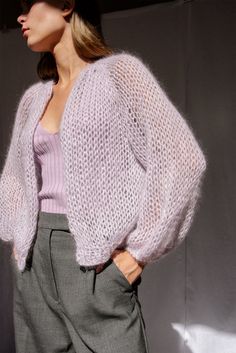 Airy Mohair Bomber — Hand Knit Mohair Cardigan - Plexida Knitwear – The Fairnest Chunky Braids, Crochet Clutch Bags, Pull Mohair, Raglan Sweater, Crochet Clutch, Mohair Cardigan, Alpaca Sweater, Knitwear Fashion, Mohair Sweater