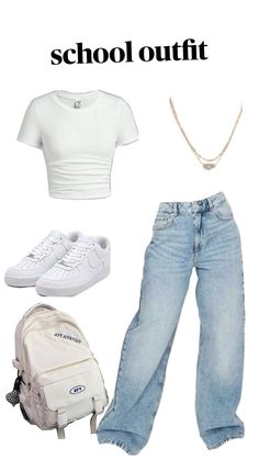 School Vibes Outfit, Basic High School Outfits, Y2k Outfits For Middle School, Outfit Ideas For School Casual Jeans, School Fits With Jeans, Junior High School Outfits, Fits Aesthetic School, Fits For High School, Back To School Outfits For Middle Schoolers