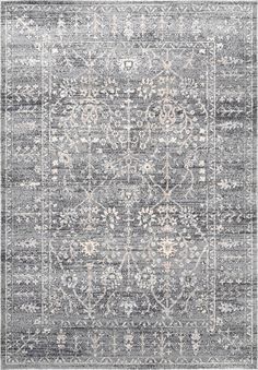 At nuLOOM we believe that floor coverings and art should not be mutually exclusive. nuLOOM 6 X 9 (ft) Gray Indoor Distressed/Overdyed Vintage Area Rug | ACCH07B-6709 Vintage Floral Rugs, Light Blue Area Rug, Natural Area Rugs, Silver Rug, Rugs Usa, 3d Texture, Dark Gray Area Rug, Silver Area Rug, Vintage Area Rugs