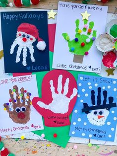 ABCDeeLearning | Handprint Christmas Crafts 🎅🏻 all my crafts below linked | Facebook Toddler Christmas Cards, Kids Art Ideas, Handprint Art Christmas, Handprint Christmas Cards, Handprint Art Kids, Christmas Handprint Crafts, Christmas Art For Kids, Handprint Christmas, Christmas Crafts For Toddlers