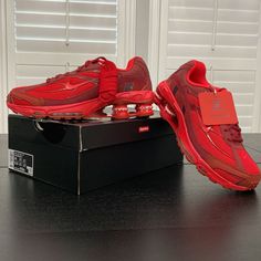 Supreme Nike Shox Ride 2 In Red In Size 10 Mens. Brand New In Box, No Flaws, Never Worn Or Tried On. Mesh Upper With Leather Upper And Toe Panels. Nubuck Tongue And Heel Panels With Duraplush Tonque And Heel Lining. Rubber Outsole With Airbags And Molded Logo Shox Pillars. Co-Branded Footbed With Mesh Collar And Tongue Lining. Rubber Logo Panels At Tongue And Heel. Made Exclusively For Supreme. Red Leather Running Shoes For Streetwear, Red Leather Running Shoes With Rubber Sole, Red Leather Running Shoes With Boost Midsole, Red Running Shoes For Streetwear, Red Dynamic Custom Sneakers With Round Toe, Red Sneakers With Rubber Sole For Errands, Dynamic Red Custom Sneakers With Round Toe, Leather Red Running Shoes For Sports, Red Leather Running Shoes For Sports