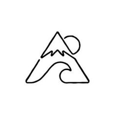 the mountain logo is black and white with a wave coming up from it's peak