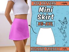 Mini Skirt Pattern PDF XS-XXL Easy Short Skirt Pdf Sewing Pattern Beginner Waist Skirt Sewing Pattern for Women Instant Download - Etsy Vest Sewing Pattern, Easy Sewing Patterns, Short Skirt