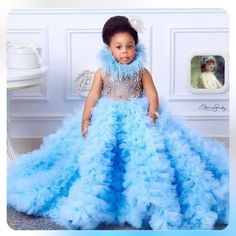 This Is A Custom Made Dress For 1 Year Olds. Brand New. What You See Is What You Get. No Returns Accepted. Gowns For Photoshoot, Girls Dresses For Wedding, Ruffle Flower Girl Dress, Types Of Gowns, Flower Girls Dresses, Lace Gown Styles, Light Sky Blue, Princess Kids, Lace Ball Gowns