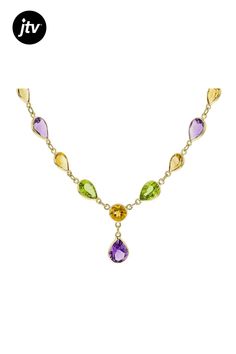 8.60ctw Multi-Gem 14k Yellow Gold 17" Necklace. Measures Approximately 0.24"W. Spring Ring Clasp Closure With 1" Extender. Yellow Gold Gemstone Drop Necklace For Anniversary, Teardrop Multi-stone Yellow Gold Jewelry, Teardrop Yellow Gold Multi-stone Jewelry, Yellow Gold Drop Gemstone Necklace, 14k Gold Pear-shaped Gemstone Necklace, Yellow Gold Multi-stone Briolette Jewelry, Fine Jewelry Yellow Gold Drop Necklace With Gemstone, Elegant Multi-stone Drop Necklaces, Fine Yellow Gold Gemstone Drop Necklace