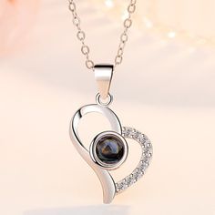 "925 Sterling Silver Crystal Black Zircon Heart Pendant Necklace For Woman, J613 "" Available Size:18 Inch Metal: 925 Sterling Silver Stone: Cubic Zirconia 100 % Lead And Nickel Free 100 % Hypoallergenic Will Not Tarnish Or Fade Perfect For Gift, Holiday, Christmas, Birthday, Vacation, Mother's Day, Valentine's Day, Wedding, Engagement , Bridal, Promise, Anniversary, Party Item Code: N023 Thank You For Shopping With Us!""" Black Necklaces For Mother's Day Anniversary Gift, Black Necklaces For Anniversary Gift On Mother's Day, Elegant Black Jewelry For Anniversary Gift, Silver Double Heart Gemstone Necklace, Silver Gemstone Double Heart Necklace, Silver Gemstone Heart Necklace For Anniversary, Silver Open Heart Gemstone Necklace, Luxury Silver Heart Necklace With Heart Charm, Silver Elegant Heart Necklace With Gemstone