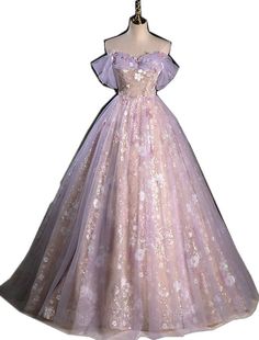 Purple Gown For Debutante Ball In Spring, Floral Applique Ball Gown For Prom Season, Prom Ball Gown With Floral Embroidery And Fitted Bodice, Prom Ball Gown With Floral Applique, Prom Ball Gown Evening Dress With Floral Applique, Tulle Evening Dress With Floral Embroidery For Prom, Floral Ball Gown For Debutante Ball And Prom Season, Floral Embellished Ball Gown For Debutante Ball And Prom, Purple Wedding Ball Gown For Spring