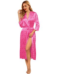 PRICES MAY VARY. 【US Size】:Small=(US 4-6), Medium=(US 8-10), Large=(US 12-14), X-Large=(US 16-18), XX-Large=(US 20) 【Back Attached Belt Design】:The Satin robes feature a sexy deep v-neck,3/4 sleeve, internal tie, side pockets, mid-calf length 【Fashionable&Elegant】:The Ekouaer silk robe provides a touch of luxury to a relaxation routine. This robe's soft silk material creates a comfortable and elegant loungewear option 【Suitable for Anybody】:The Lingerie Robe is suitable for anyone, no matter how Fitted V-neck Sleepwear For Wedding Night, Pink Bridesmaid Sleepwear, Fitted V-neck Sleepwear For Parties, Elegant Satin Dresses For Bachelorette Party, Feminine Satin Party Sleepwear, Fitted V-neck Party Sleepwear, Elegant Fitted Bridesmaid Sleepwear, Fitted Satin Sleepwear For Wedding Night, Feminine Fitted Party Sleepwear