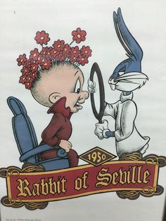 Elmer Fudd and Bugs Bunny in Barber of Seville, 1950 - Looney Tunes Barber Art Illustrations, Barber Of Seville, Looney Tunes Show, Disney Princess Cartoons, Disney Illustration, Elmer Fudd, Disney Cartoon Characters, Time Cartoon