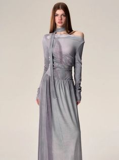 ■ Color   Gray  ■Size  Wearing Size(CM） Length Width Chest Sleeve Waist S 132.5 38 73 63.5 62 M 135 39 77 64.5 64 ■Model info  Height：174cm  Wearing Size：S Fitted Gray Maxi Dress For Winter, Chic Fitted Gray Dress, Chic Gray Fitted Dress, Gray Long Sleeve Stretch Dress, Gray Long Sleeve Maxi Dress For Summer, Fitted Gray Midi Dress For Winter, Summer Gray Long Sleeve Maxi Dress, Gray Fitted Midi Dress For Winter, Gray Stretch Long Sleeve Dress