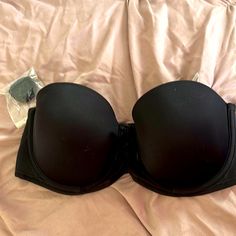 Nwt Lightly Padded Strapless Bra With Add On Straps Black Party Bra With Removable Pads, Black Padded Bra For Night Out, Black Strapless Bra With Medium Bust Support, Fitted Black Bandeau Bra, Black Fitted Bandeau Bra, Black Stretch Bra With Padded Cups, Padded Black Bandeau Bra, Black Padded Strapless Bra, Black Padded Bandeau Bra