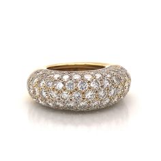 Rounded Pave Diamond Cocktail Ring 18k Yellow & White Gold - Filigree Jewelers