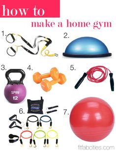 an exercise poster showing how to make a home gym ball, kettles, and other equipment