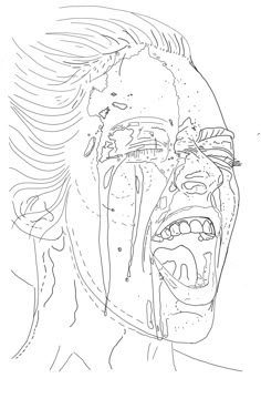 a drawing of a man with his mouth open