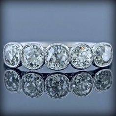 Specification:- *Diamond Material: Cubic Zirconia (CZ)   *Diamond Cut : Old Mine Cut *Total Diamond Weight : 1.25 CT (Approx.) *Diamond Dimension : 4.00 MM (5 Pcs.) *Diamond Color : White *Diamond Clarity : VVS *Making Process: Handmade by our Experienced Staff. *Stamp: Our All Rings Stamped According to metal Purity (925 SIL/10K/14K/18K). Custom Order:- *We do Accept Custom order. *Buyer can also request customization in listed Items (Charges apply according to required Customization). Customiz Classic Hand Set Diamond Ring For Anniversary, Hand Set Diamond Ring For Anniversary, Classic Silver Diamond Ring, Classic Silver Diamond Ring Hand Set, Classic Hand Set Silver Diamond Ring, Classic Hand-set Silver Diamond Ring, Classic Hand Set Rings For Anniversary, Vintage Hand-set Rings For Wedding, Dazzling Wedding Ring With Bezel Setting