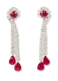 ad eBay - Find many great new & used options and get the best deals for 1.80ct Round Round Diamond Ruby 14K Solid White Gold Anniversary Dangle Earrings at the best online prices at eBay! Free shipping for many products! Round Round, Diamond Pendent, Gold Anniversary, Fine Earrings, Brilliant Cut Diamond, Diamond Shapes, Round Diamond, Colored Diamonds, Eye Candy