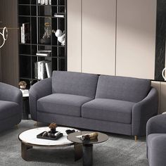 The Yuina Sofa in a sleek Gray Linen finish. This stylish sofa is crafted with a combination of wood, composite wood, and high-quality upholstery for durability and comfort. The seat construction features pocket coils and a wooden inner frame, ensuring excellent support and long-lasting resilience. The tight seat cushion and loose back cushion offer a perfect balance of firmness and relaxation. The sofa is elevated with metal legs in a chrome finish, adding a modern touch to its design. Convenie Sofa Gray, Deco Salon, Wood Composite, Sofa Material, Acme Furniture, Stylish Sofa, Chrome Metal, Gray Sofa, Living Room Furniture Sofas