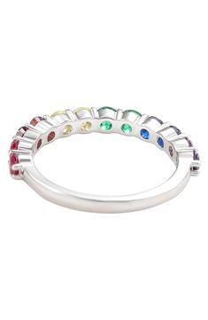 Glistening cubic zirconias add a shimmering effect to this gorgeous sterling silver jewerly piece for an elegant, sophisticated statement. Sterling silver/cubic zirconia Imported Elegant Sophisticated, Band Ring, Diamond Bracelet, Band Rings, Nordstrom Rack, Cubic Zirconia, Nordstrom, Rainbow, Engagement Rings