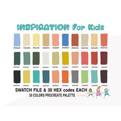 the swatch file and 3x4 color palette for kids