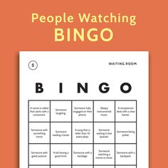 People Watching Bingo Game - Printable Digital Download Online Bingo Games, Bingo For Kids, Bingo Cards Printable, Make A Game, Bingo Printable, Waiting In Line, Bingo Games, Bingo Cards, Family Games