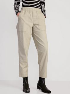 High-Waisted Pulla Utility Pants for Women | Old Navy Office Casual Outfit, Stones Throw, Office Outfits Women, Pixie Pants, Navy And Khaki, Womens Business Casual, Utility Pants, Jumpsuit Trousers, Tapered Pants