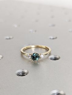 a close up of a ring on a table