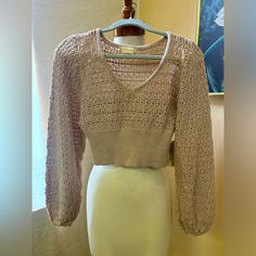 Altar’d State Crop Crochet Sweater With Balloon Sleeves Nwt Size Sm. Beautiful Champagne/Light Cream Color. Beautifully Made. Ptp 15” Length 17” Thank You For Checking Out My Closet. I Am Happy To Answer Any Questions. Non-Smoking, Pet Friendly Home. Measurements Are Taken From My Mannequin Or Laying Flat. Measurements Are Approximate. Bundle To Save! I Will Always Be Adding New Items So Visit Again And Follow. Send Me An Offer! Fitted V-neck Crochet Top, Fall Crochet V-neck Top With Crochet Trim, Fall V-neck Crochet Top With Crochet Trim, Fitted Crochet Knit Top For Fall, V-neck Crochet Top With Crochet Trim For Fall, Fitted Fall Sweater With Crochet Trim, Fitted Sweater With Crochet Trim For Fall, Fitted Pointelle Knit Crochet Top For Fall, Fitted Crochet Top With Pointelle Knit For Fall